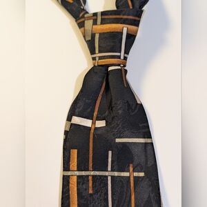 Paul Rodon Couture Silk Tie Handmade Korea 59" XL Vintage 90s Abstract Geometric